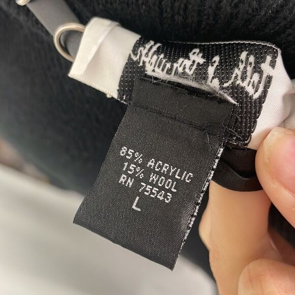 Talk Of The Walk Black Turtleneck Cardigan With Chain Trim Sweater Set - Picture 6 of 6